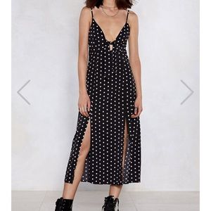 Polka dots Dress with front splits
